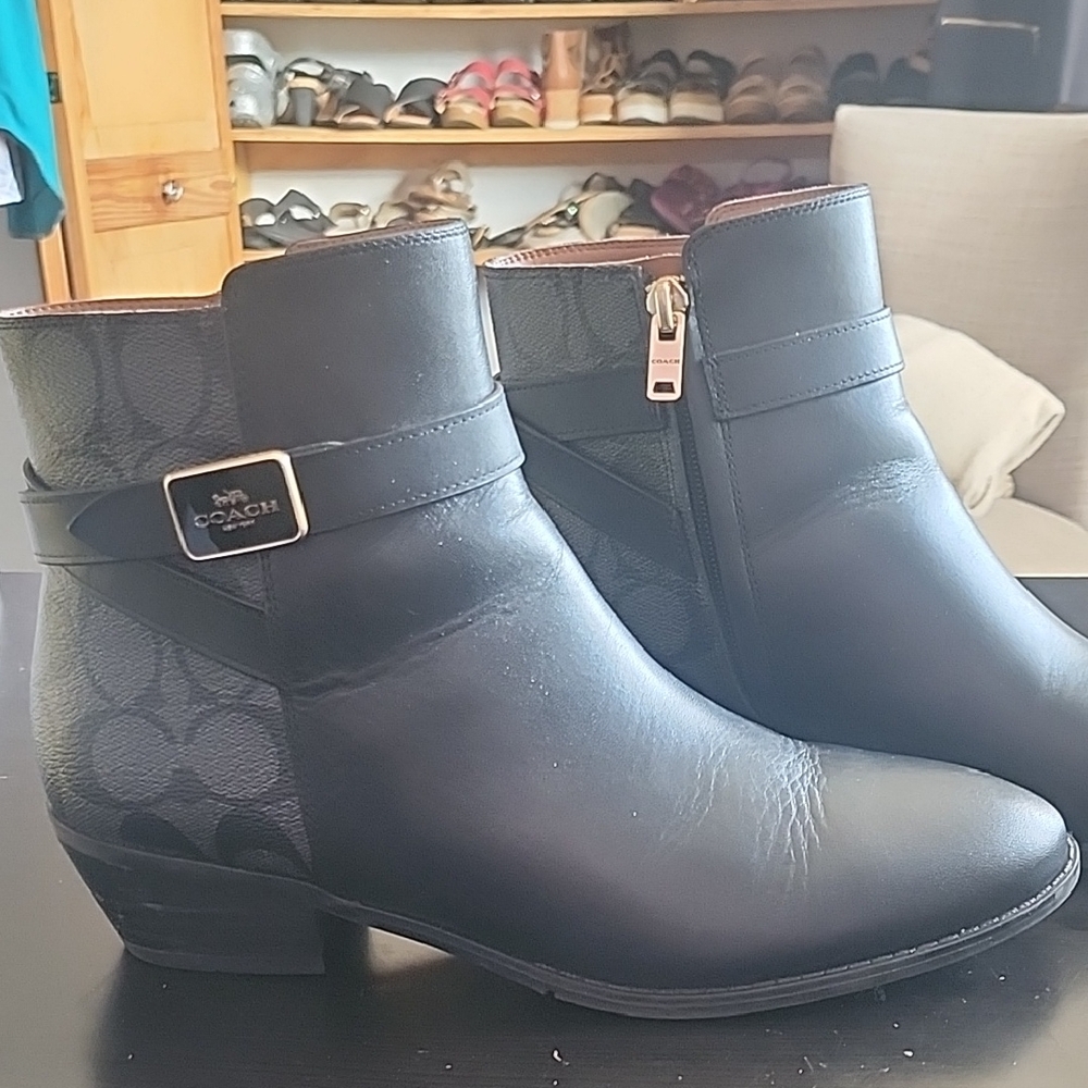 Coach Black Leather Ankle Booties